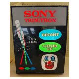Vintage Sony Trinitron color television display sign, Works as should , see video