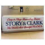 vintage Story & Clark Pianos lighted advertising sign
