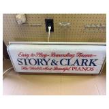 vintage Story & Clark Pianos lighted advertising sign
