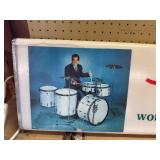 Vintage advertisement sign for Slingerland drums, historically manufactured in Chicago and Niles, Illinois