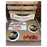 Vintage Advertising Sign Lot – RCA Victor, Dot Records, Paiste & Dickinson Merchants Signs