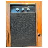 Both power on- Pair of This is a vintage Magnavox remote receiver speaker. It features control knobs for loudness, treble, and bass.