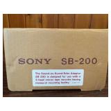 The image shows the original box for a Sony SB-200 Sound-On-Sound & Echo Adaptor. This vintage 1970s