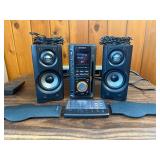 Vintage Aiwa XR-MS3 micro stereo system, including the main unit, remote control, and speakers