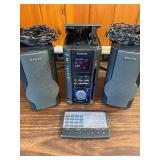 Vintage Aiwa XR-MS3 micro stereo system, including the main unit, remote control, and speakers