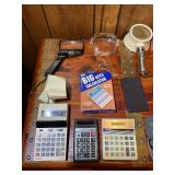 Vintage Calculators, Magnifying Glasses, Slide Viewer & Office Supply Lot
