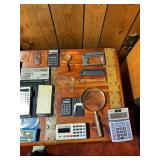 Vintage Calculators, Magnifying Glasses, Slide Viewer & Office Supply Lot