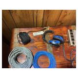 Mixed Network Cables, Extension Cords, Headphones & Power Strip Lot