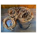 various lengths of clear-jacketed speaker wire