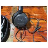 Mixed Electronics Lot w/ Sony Headphones, RadioShack Clock & Cables