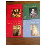 Collection of four vintage “The Story of Great Music” boxed sets, covering major classical periods including The Baroque Era, Age of Elegance, The Opulent Era, and The Romantic Era