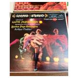 This collection of vintage RCA Victor vinyl records features classical music and big band performances from the mid-20th century.