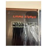 This collection of vintage RCA Victor vinyl records features classical music and big band performances from the mid-20th century.