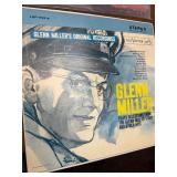 Vintage big band and jazz LP collection featuring well-known artists including Glenn Miller, Jimmy Dorsey, Buddy Morrow, and Tommy Dorsey, along with multiple “Big Band Hits of the 30s”
