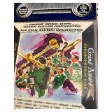 Vintage big band and jazz LP collection featuring well-known artists including Glenn Miller, Jimmy Dorsey, Buddy Morrow, and Tommy Dorsey, along with multiple “Big Band Hits of the 30s”