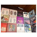 Vintage big band and jazz LP collection featuring well-known artists including Glenn Miller, Jimmy Dorsey, Buddy Morrow, and Tommy Dorsey, along with multiple “Big Band Hits of the 30s”