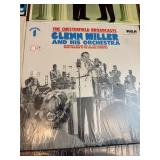 Vintage big band and swing LP collection featuring iconic artists including Glenn Miller, Buddy Rich, Guy Lombardo, and the Chesterfield Orchest