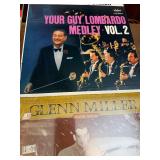 Vintage big band and swing LP collection featuring iconic artists including Glenn Miller, Buddy Rich, Guy Lombardo, and the Chesterfield Orchest