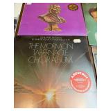 Many still sealed - Vintage religious and choral LP collection featuring recordings from the Mormon Tabernacle Choir, Philadelphia Orchestra, and various sacred and inspirational performances, along w