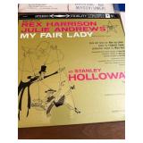 Vintage  LP collection featuring classic titles such as Fiddler on the Roof, Camelot, Oklahoma!, The Unsinkable Molly Brown, Flower Drum Song, Godspell, and Hans Christian Andersen, along with origina