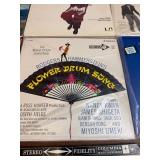 Vintage  LP collection featuring classic titles such as Fiddler on the Roof, Camelot, Oklahoma!, The Unsinkable Molly Brown, Flower Drum Song, Godspell, and Hans Christian Andersen, along with origina