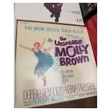 Vintage  LP collection featuring classic titles such as Fiddler on the Roof, Camelot, Oklahoma!, The Unsinkable Molly Brown, Flower Drum Song, Godspell, and Hans Christian Andersen, along with origina