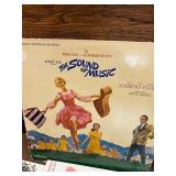 Vintage  LP collection featuring classic titles such as Fiddler on the Roof, Camelot, Oklahoma!, The Unsinkable Molly Brown, Flower Drum Song, Godspell, and Hans Christian Andersen, along with origina