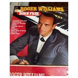 LP collection centered around pianist Roger Williams, featuring multiple albums including Born Free, Near You, Yellow Bird, Golden Hits, and other popular releases,