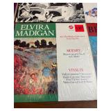 Vintage classical LP collection featuring well-known composers including Brahms, Handel, Mozart, Vivaldi, Gershwin, and Beethoven,