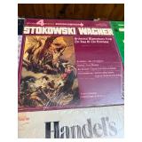 Vintage classical LP collection featuring well-known composers including Brahms, Handel, Mozart, Vivaldi, Gershwin, and Beethoven,