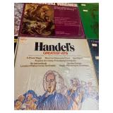 Vintage classical LP collection featuring well-known composers including Brahms, Handel, Mozart, Vivaldi, Gershwin, and Beethoven,