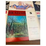 Vintage classical LP collection featuring well-known composers including Brahms, Handel, Mozart, Vivaldi, Gershwin, and Beethoven,