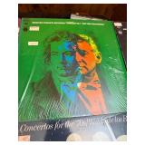 Vintage classical LP collection featuring well-known composers including Brahms, Handel, Mozart, Vivaldi, Gershwin, and Beethoven,