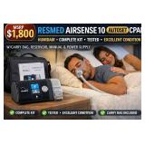 MSRP $1,800 RESMED AIRSENSE 10 AUTOSET AUTO CPAP MACHINE w/HUMIDAIR HEATED HUMIDIFIER *PROFESSIONAL SLEEP THERAPY DEVICE W/CARRY BAG, RESERVOIR & POWER SUPPLY - EXCELLENT WORKING CONDITION MASK/HO