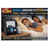 MSRP $1,800 RESMED AIRSENSE 10 AUTOSET AUTO CPAP MACHINE w/HUMIDAIR HEATED HUMIDIFIER *PROFESSIONAL SLEEP THERAPY DEVICE W/CARRY BAG, RESERVOIR, MANUAL, HOSE, MASK & POWER SUPPLY - EXCELLENT WORKI