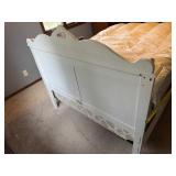 Wooden Full Size Bed Frame, Mattress, Pillows, & Blankets