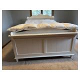 Wooden Full Size Bed Frame, Mattress, Pillows, & Blankets