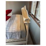 Wooden Full Size Bed Frame, Mattress, Pillows, & Blankets