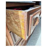 19th Century Walnut Inlaid Burlwood Marble Top Dresser