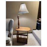 Vintage Solid Oak Magazine Storage Lamp Table