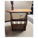 Vintage Solid Oak Magazine Storage Lamp Table