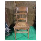 Antique Pressed Back Cane Seat Chair