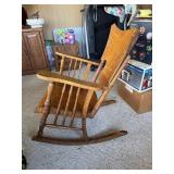 Vintage Solid Oak Rocking Chair