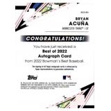 2022 Bowman's Best Bryan Acuna Autograph Rookie Prospect Card Minnesota Twin