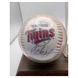 Rick Aguilera Autographed Baseball and Baseball Card With Stand, Both Pieces are Autographed by this Minnesota Twins Legendary Relief Pitcher