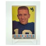 1959 Topps Johnny Unitas #1 ~~ Colts Legend NFL Hall of Famer Card is Slightly Off-Centered but Has Great Eye Appeal, Vintage Collectible Card