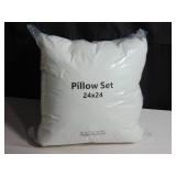2 Pack Down Alternative Throw Pillow Insert - 24" x 24" Square - White | BOKSER HOME