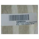 100% French Linen Duvet Cover - King/Cal King - Putty & Cream Stripe | BOKSER HOME