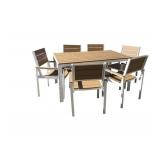 New Winston 7pc Outdoor Dining Set Composite Polywood All Weather Wood White/Brown Rectangular Table - 62" x 34.5" x 28"