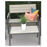 New 2pc Outdoor Set Composite Polywood All Weather Wood Gray/Gray BENCH COFFEE TABLE